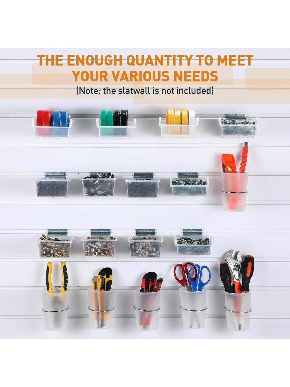 Pegboard Bins Organizer Set with Hooks Loops Slatwall Bins (Clear)/NO CUPS